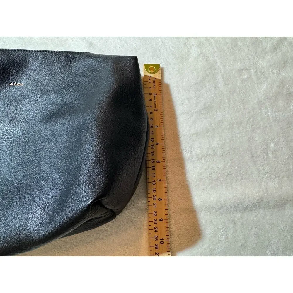 Aldo Leather Carrying Case Black Gold Zipper